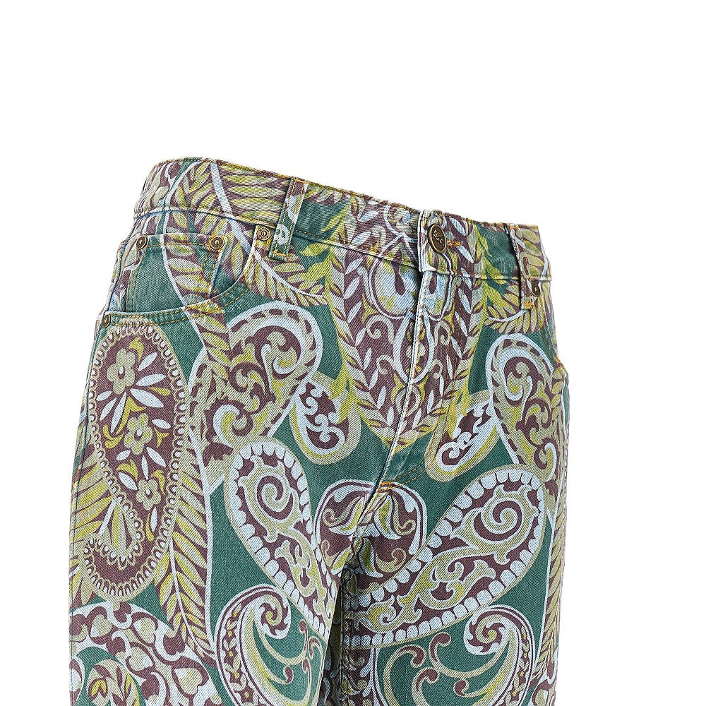 Paisley print denim pants