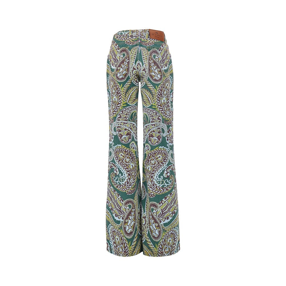Paisley print denim pants