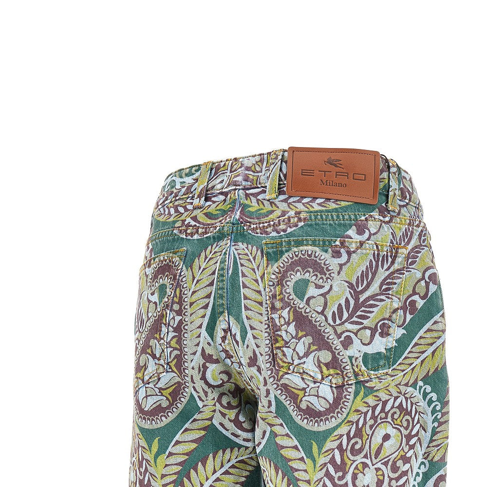 Paisley print denim pants