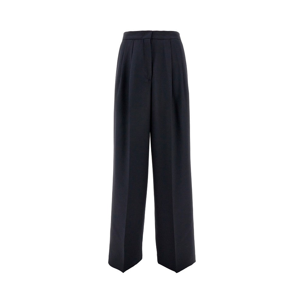 Wide-leg wool-blend pants with darts