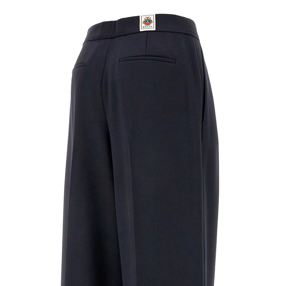 Wide-leg wool-blend pants with darts