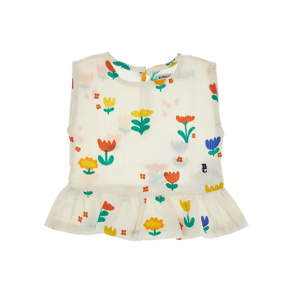 Blusa in seersucker 'Garden Party'