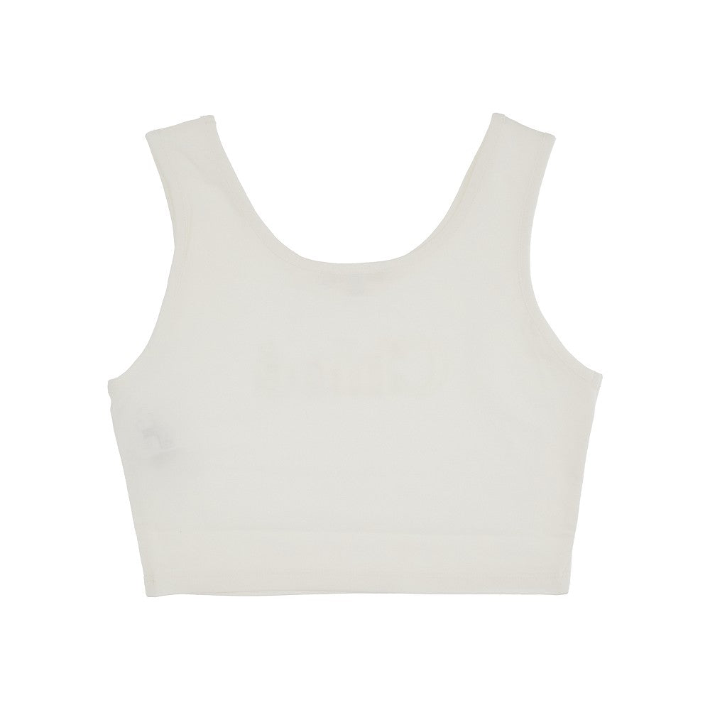 Top cropped in cotone con logo ricamato