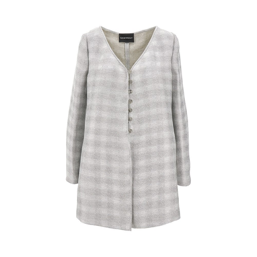 Top in misto lino check
