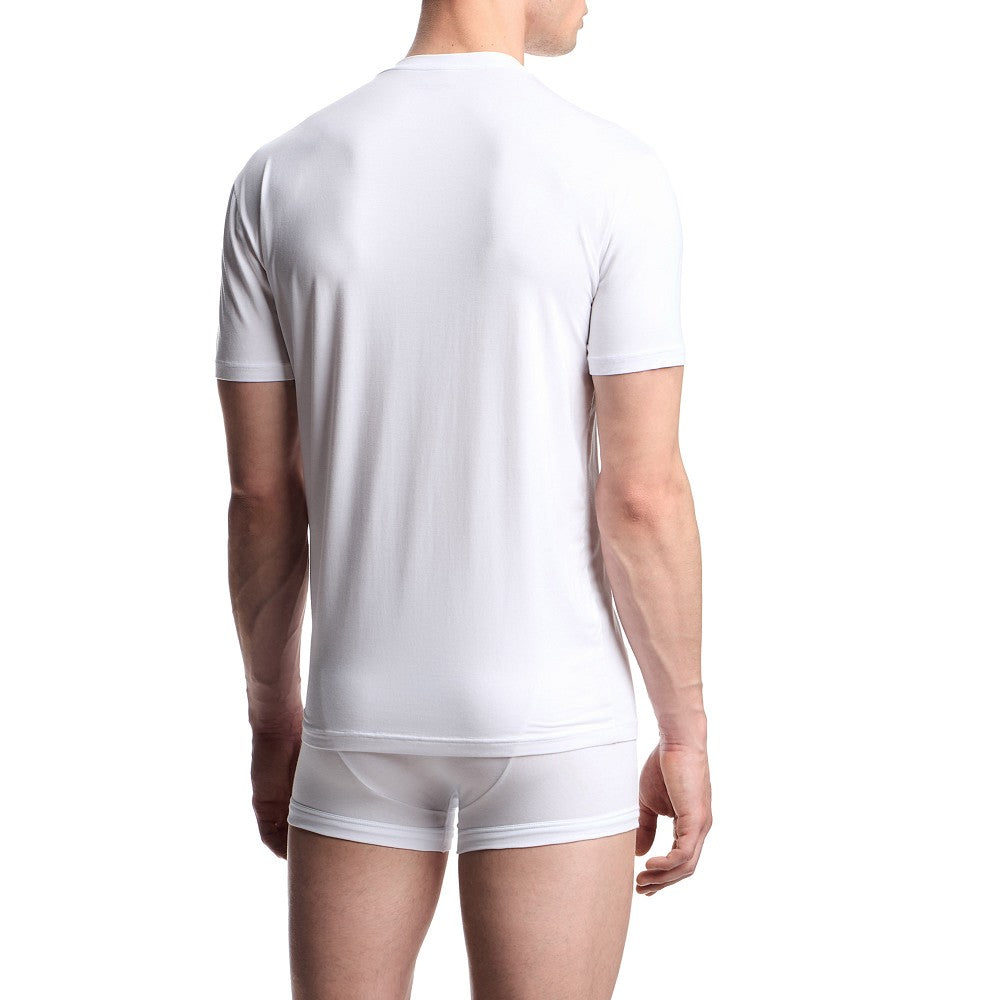T-shirt in modal stretch con logo ricamato