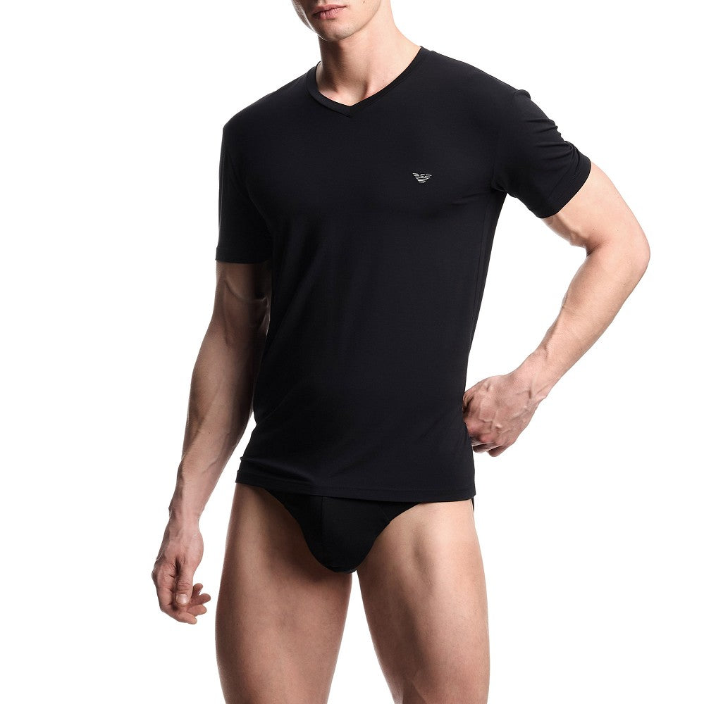 T-shirt in modal stretch con logo ricamato