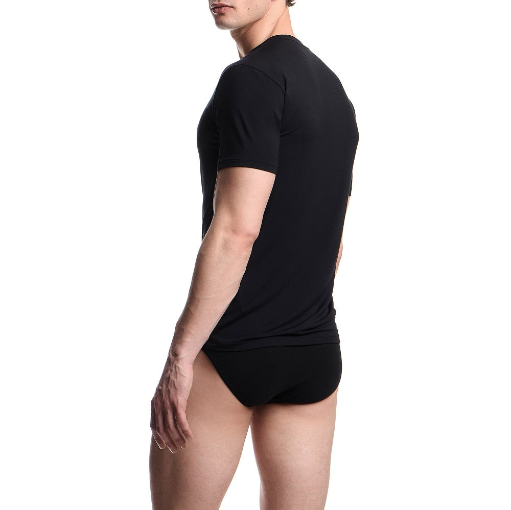 T-shirt in modal stretch con logo ricamato