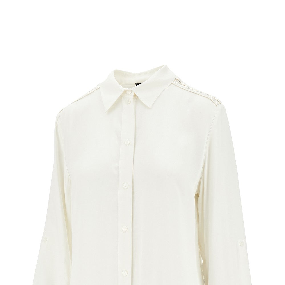 Viscose shirt dress with logo inlay