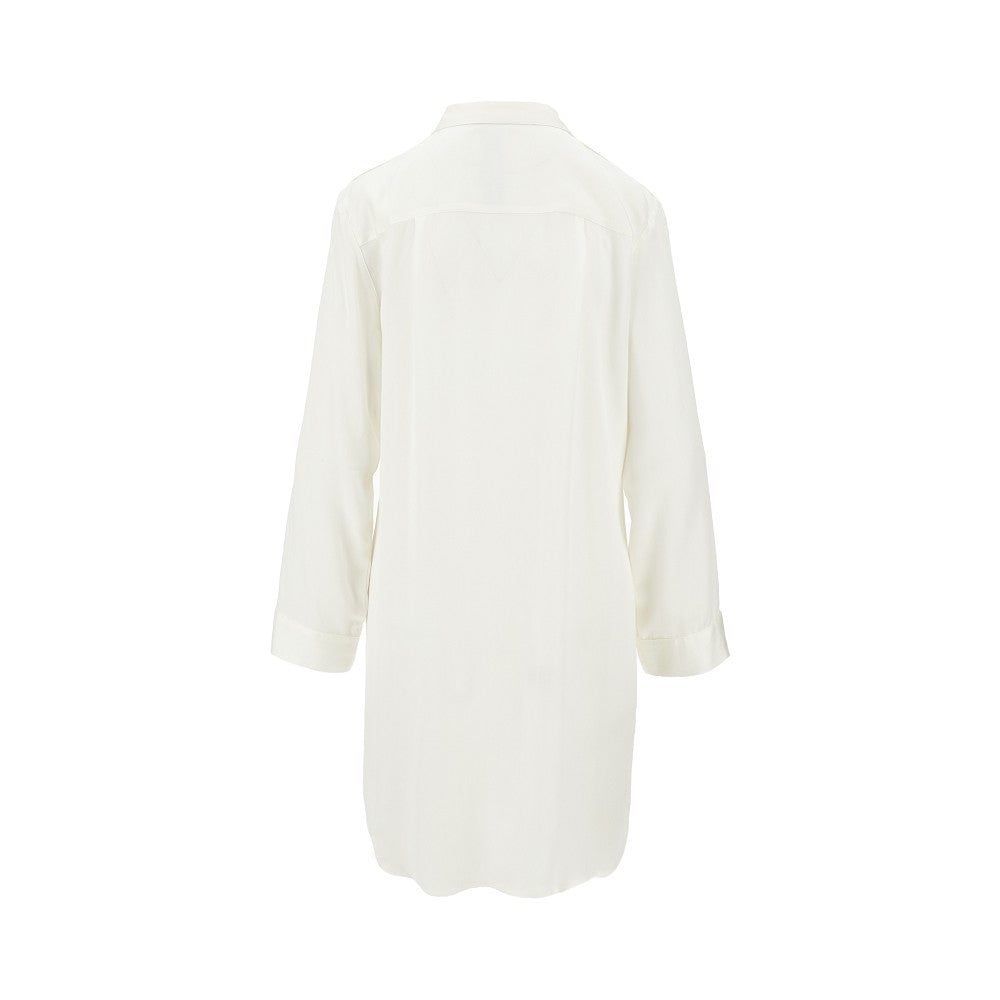 Viscose shirt dress with logo inlay