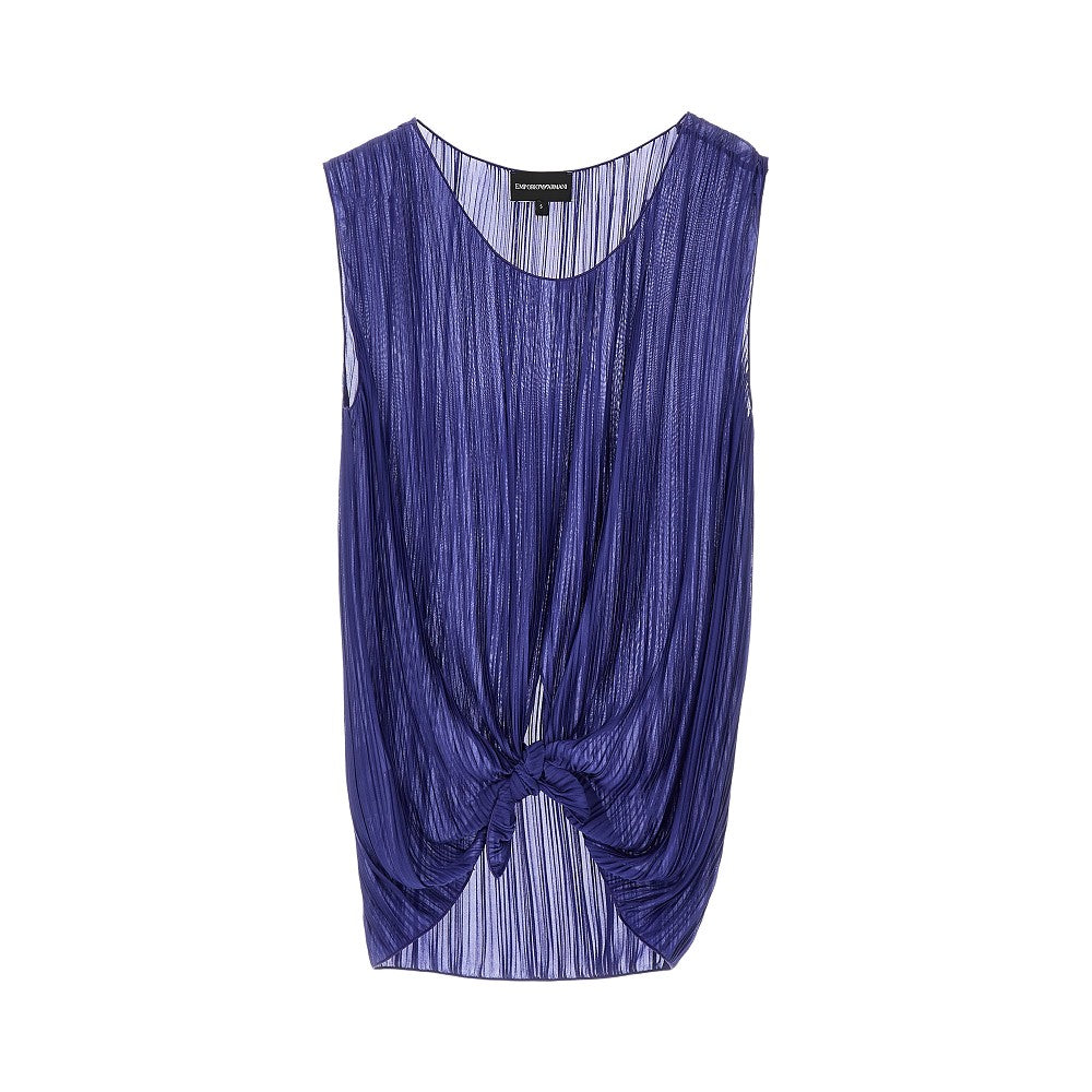 Plissé viscose-blend top