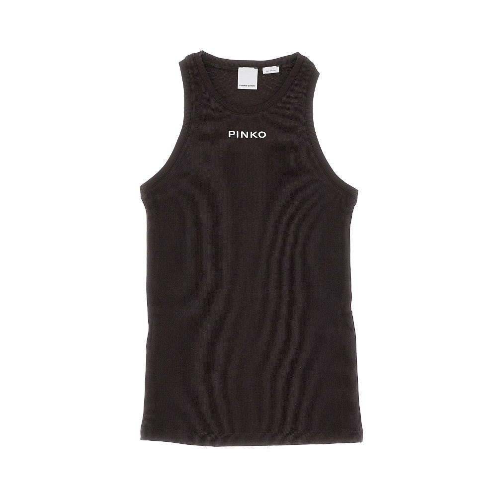 Lettering logo ribbed tank top