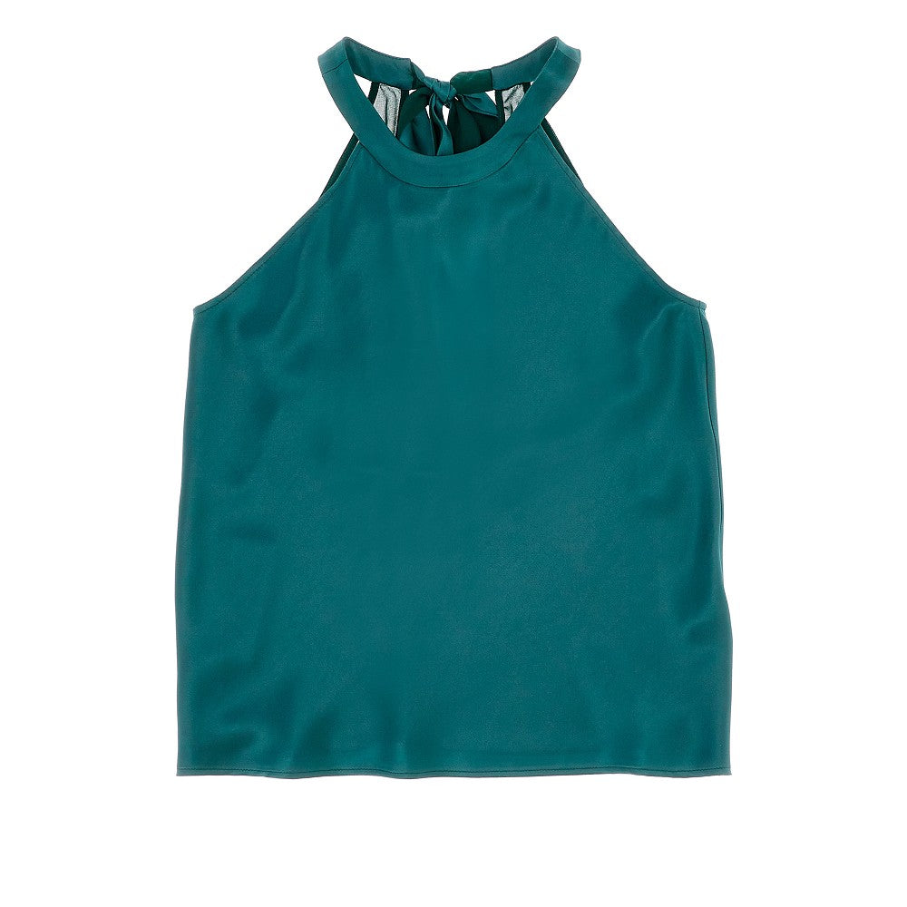 Satin top with georgette bow