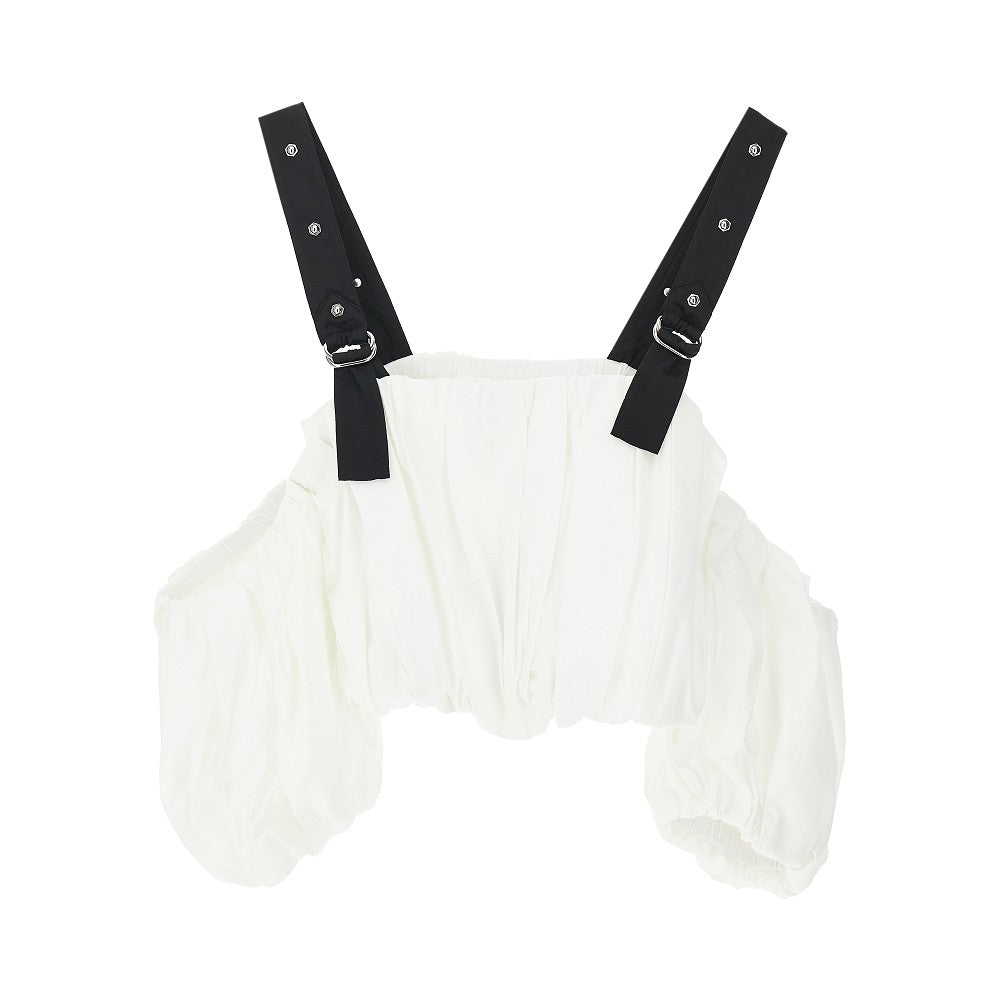 'Raul' poplin top with detachable sleeves