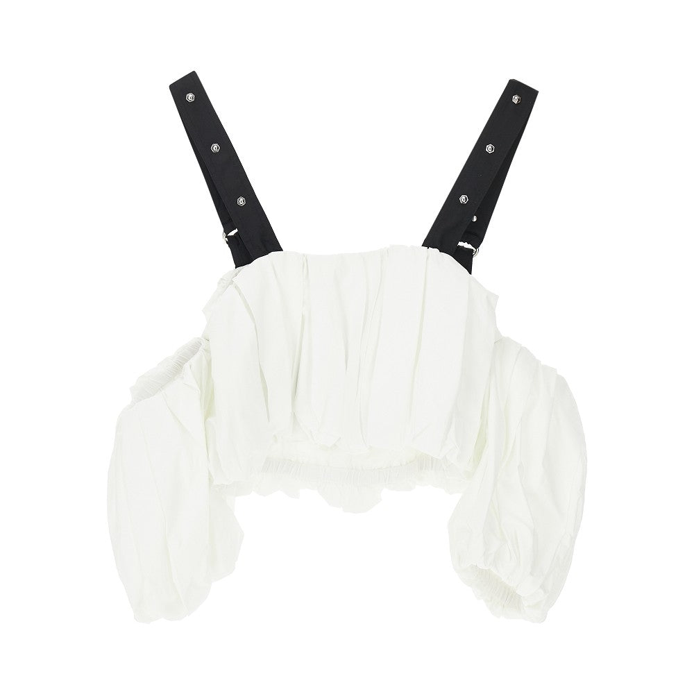 'Raul' poplin top with detachable sleeves
