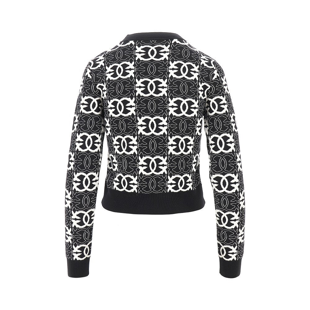 Jacquard viscose blend crewneck sweater