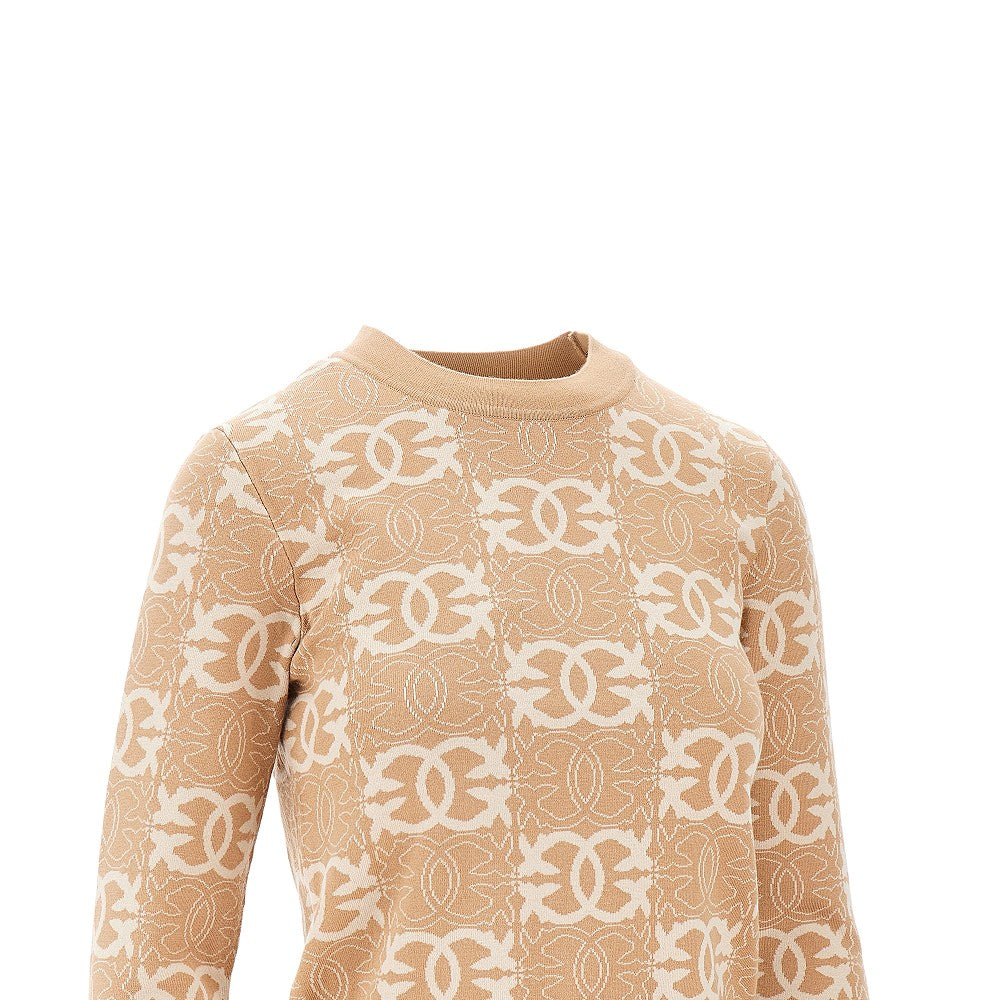 Jacquard viscose blend crewneck sweater