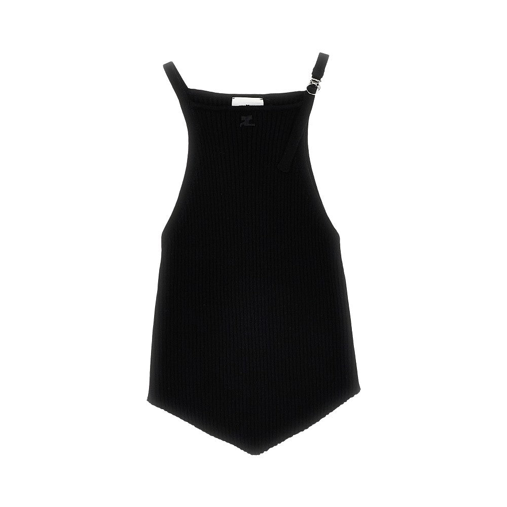Buckle ribbed knit top