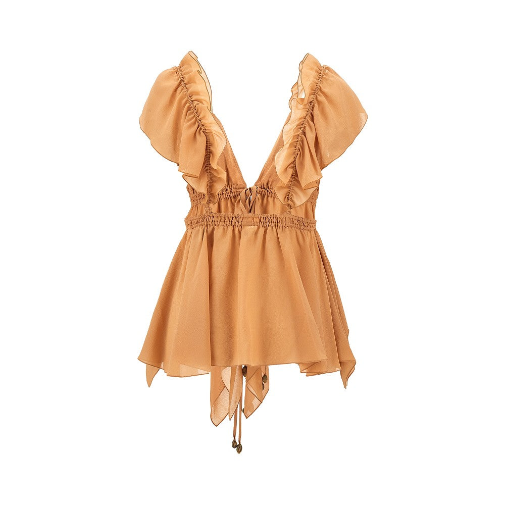 Silk georgette gathered top