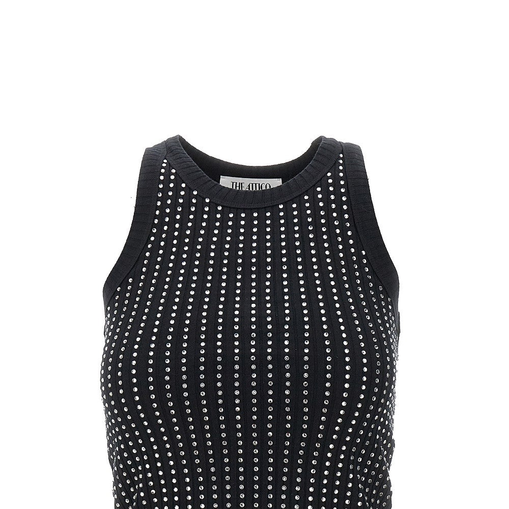 Canotta a costine con strass