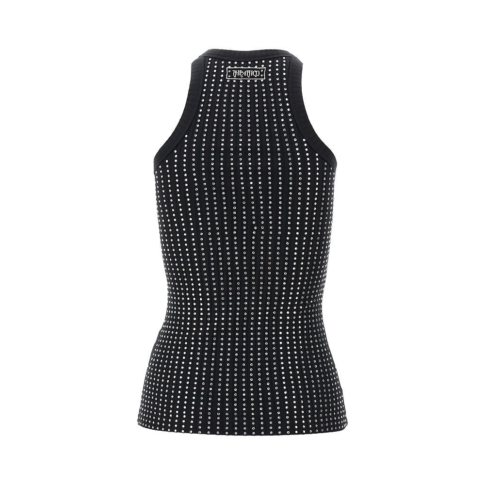 Canotta a costine con strass