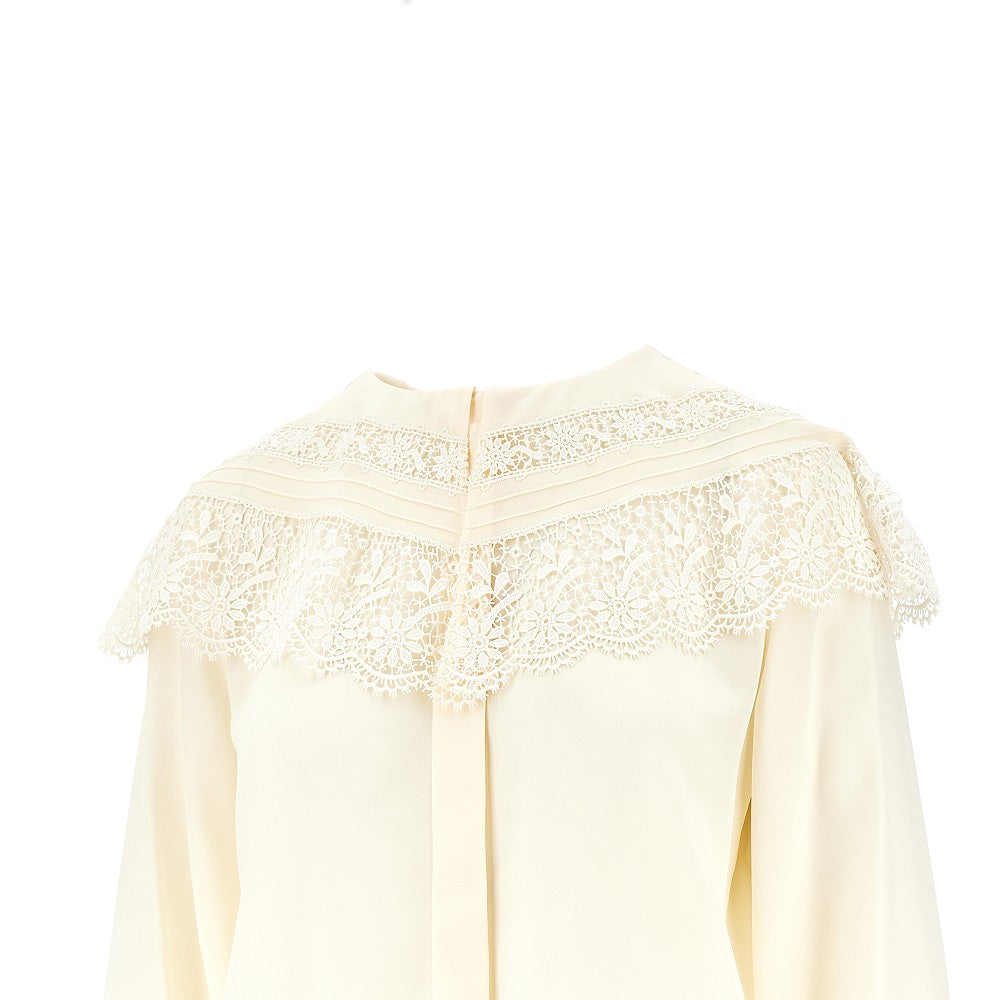 Crêpe de chine blouse with lace details