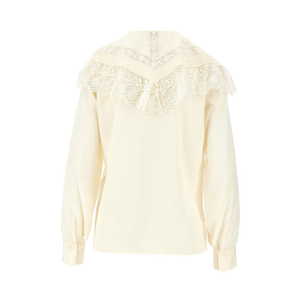 Crêpe de chine blouse with lace details