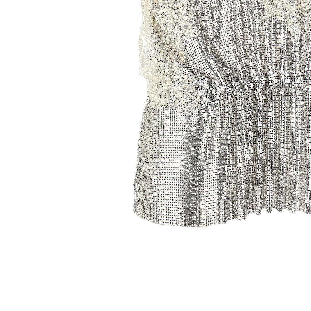 Metal mesh top with lace details
