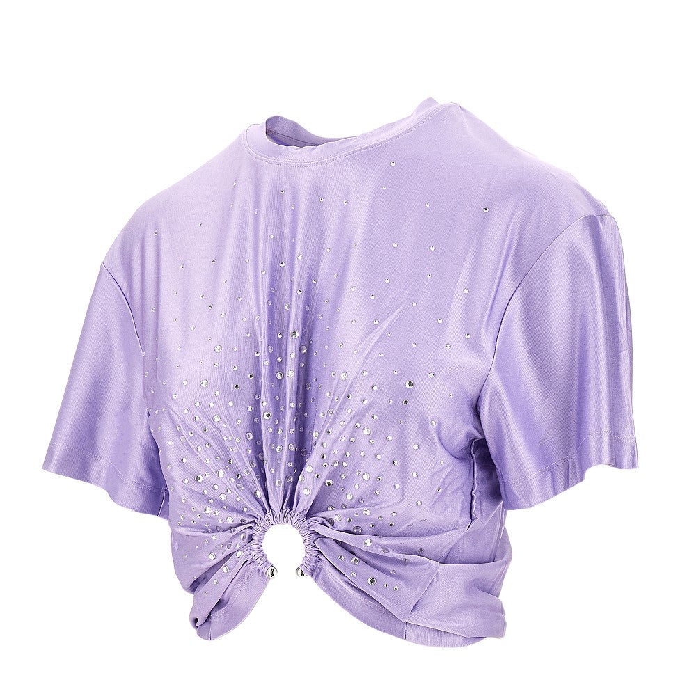 T-shirt cropped con dettaglio piercing