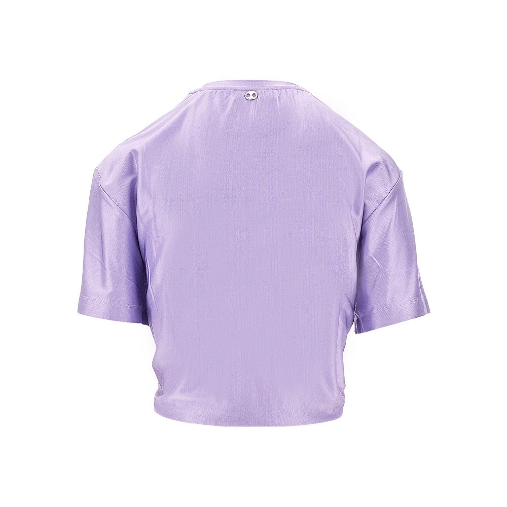 T-shirt cropped con dettaglio piercing