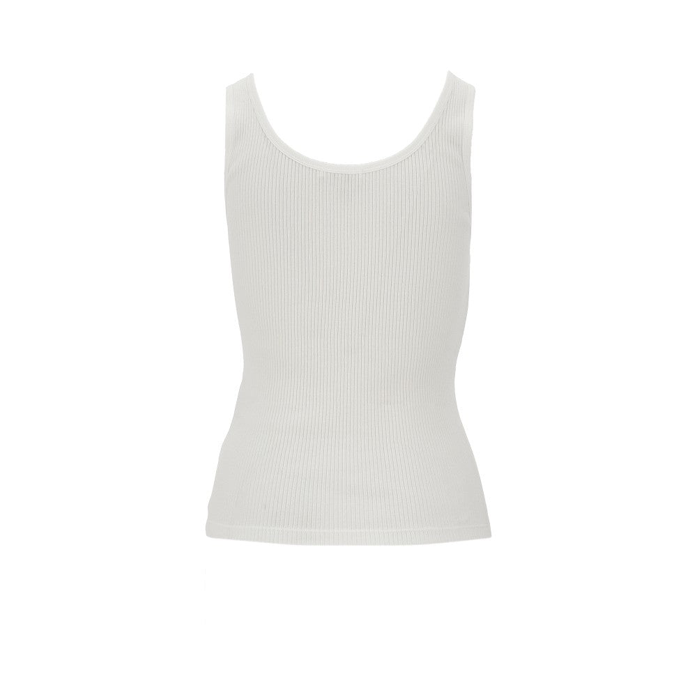 Ribbed tank top with logo embroidery