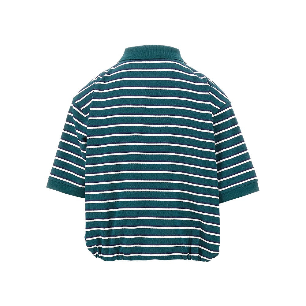 Striped piquet cropped polo shirt