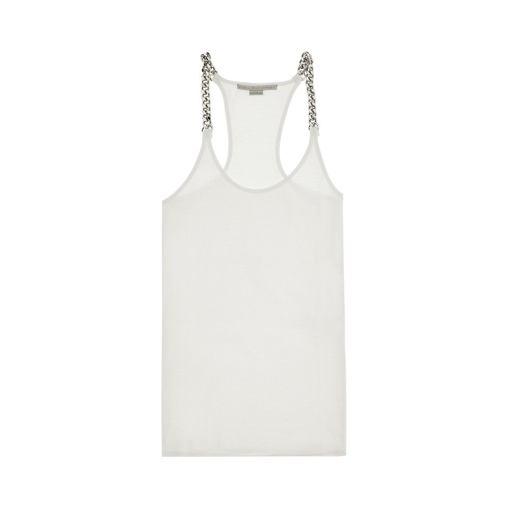 Ribbed tank top with chain straps