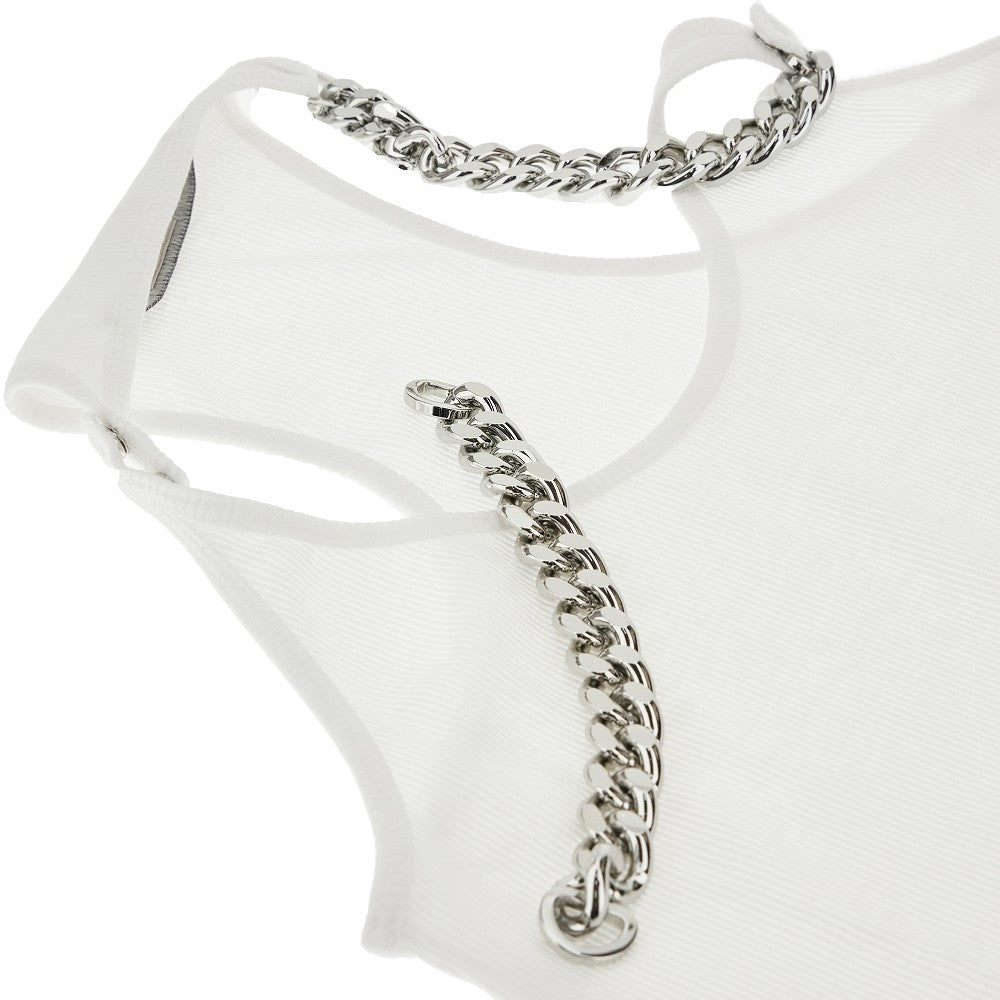 Ribbed tank top with chain straps