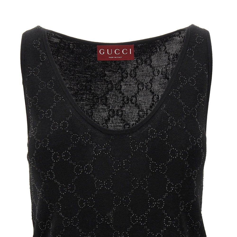 Top in maglia con motivo GG in strass