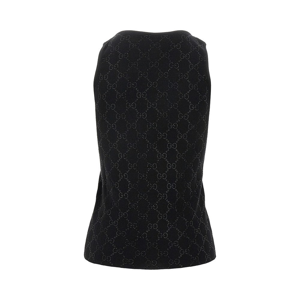 Top in maglia con motivo GG in strass