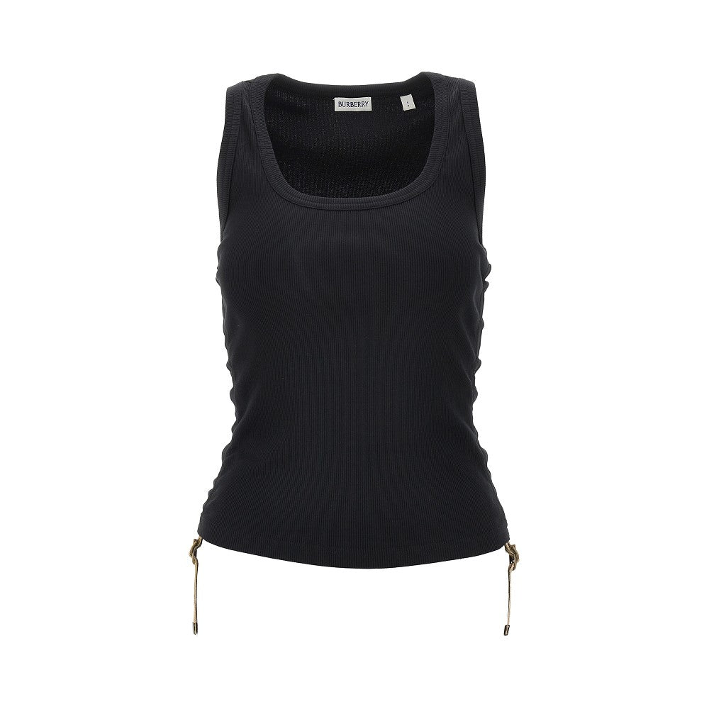 Ribbed tank top with Check ribbons