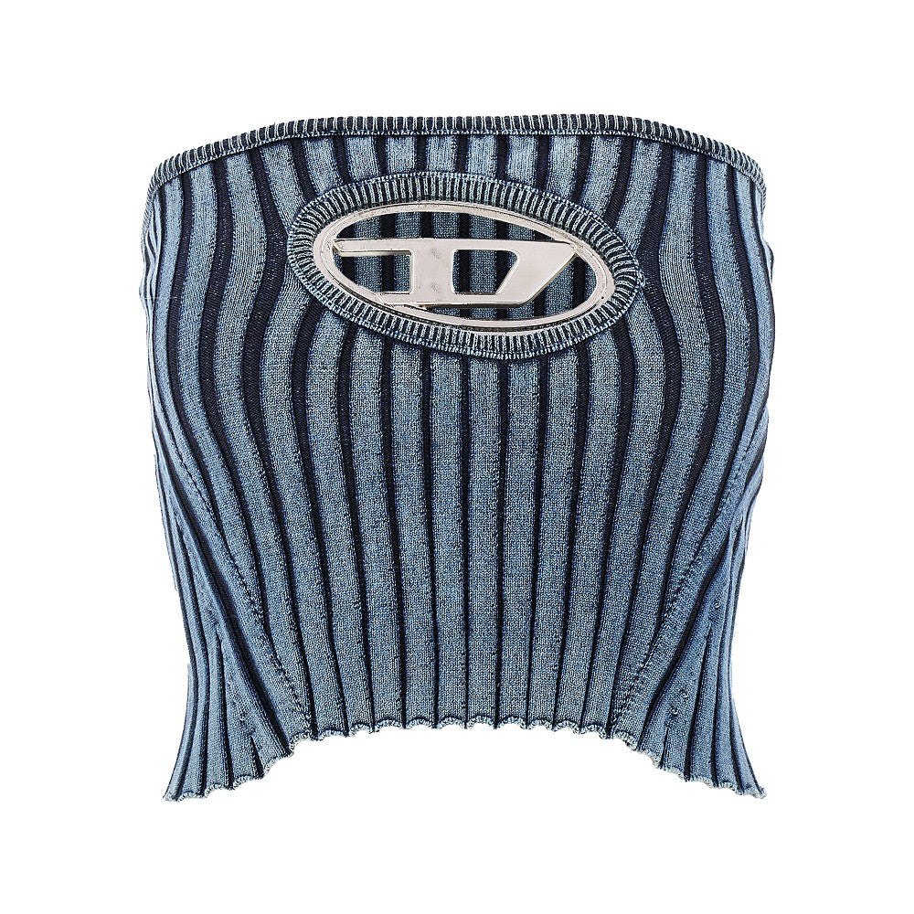 Top a costine con intarsio Oval D
