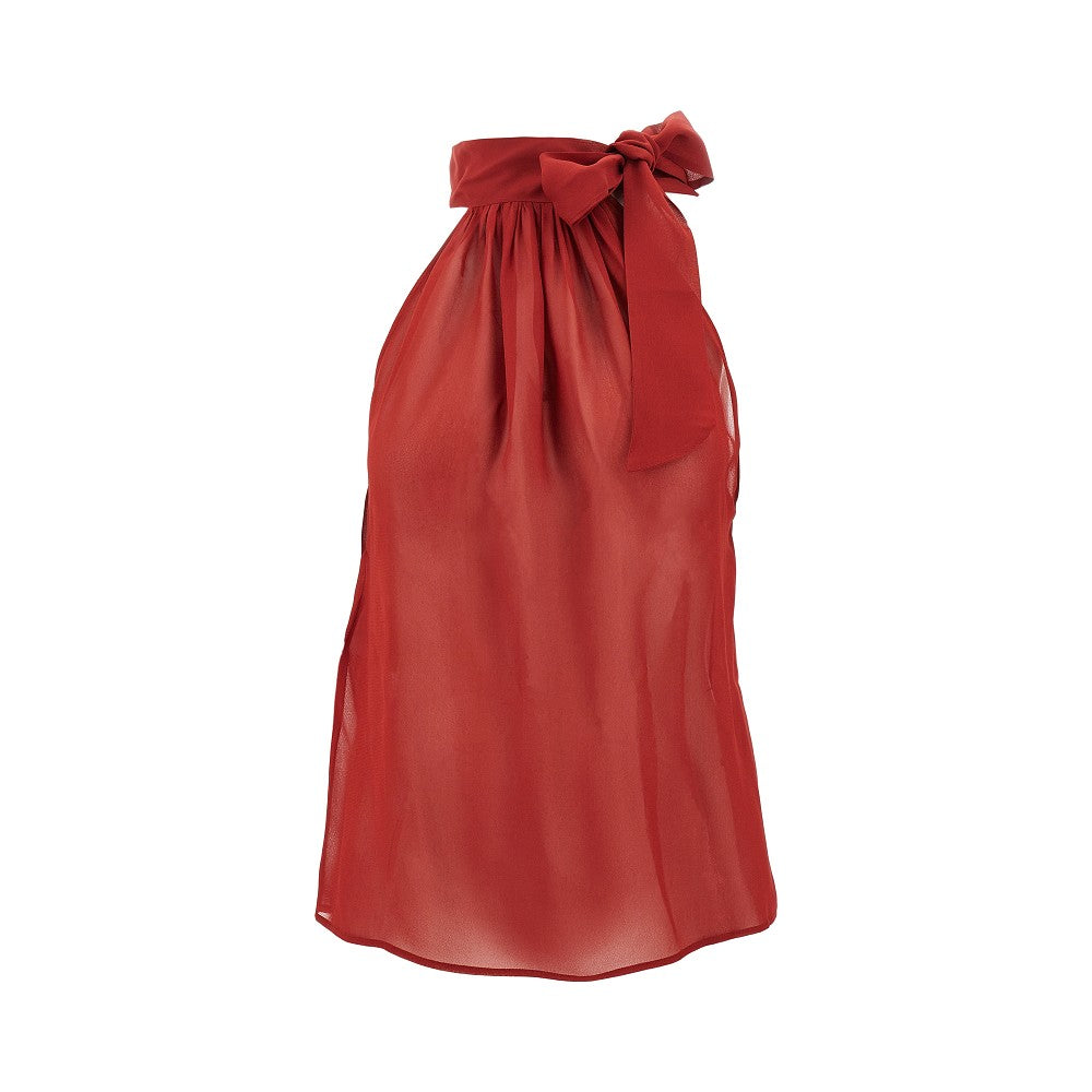 Georgette top with lavalliére collar