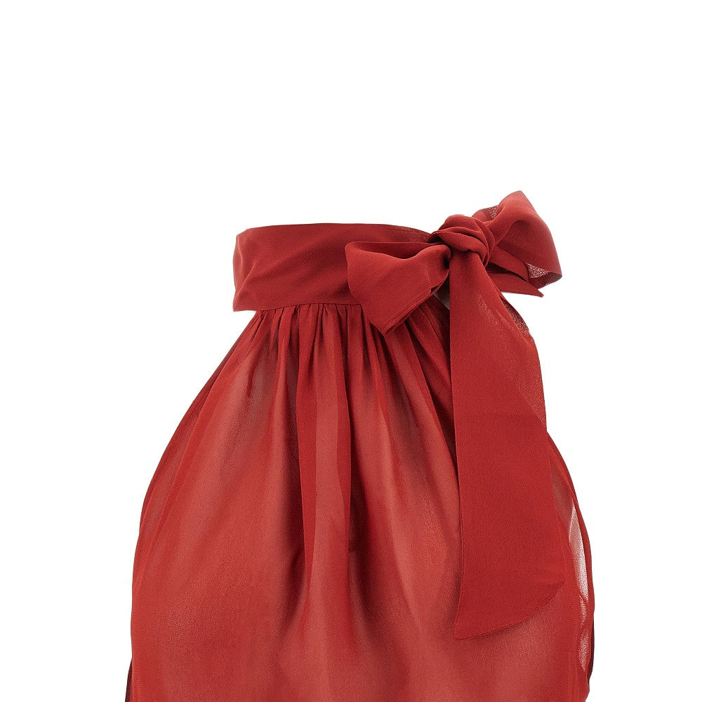 Georgette top with lavalliére collar