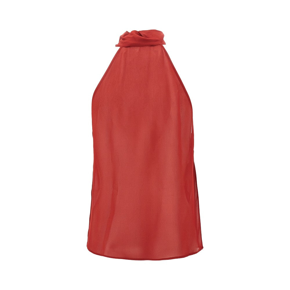 Georgette top with lavalliére collar