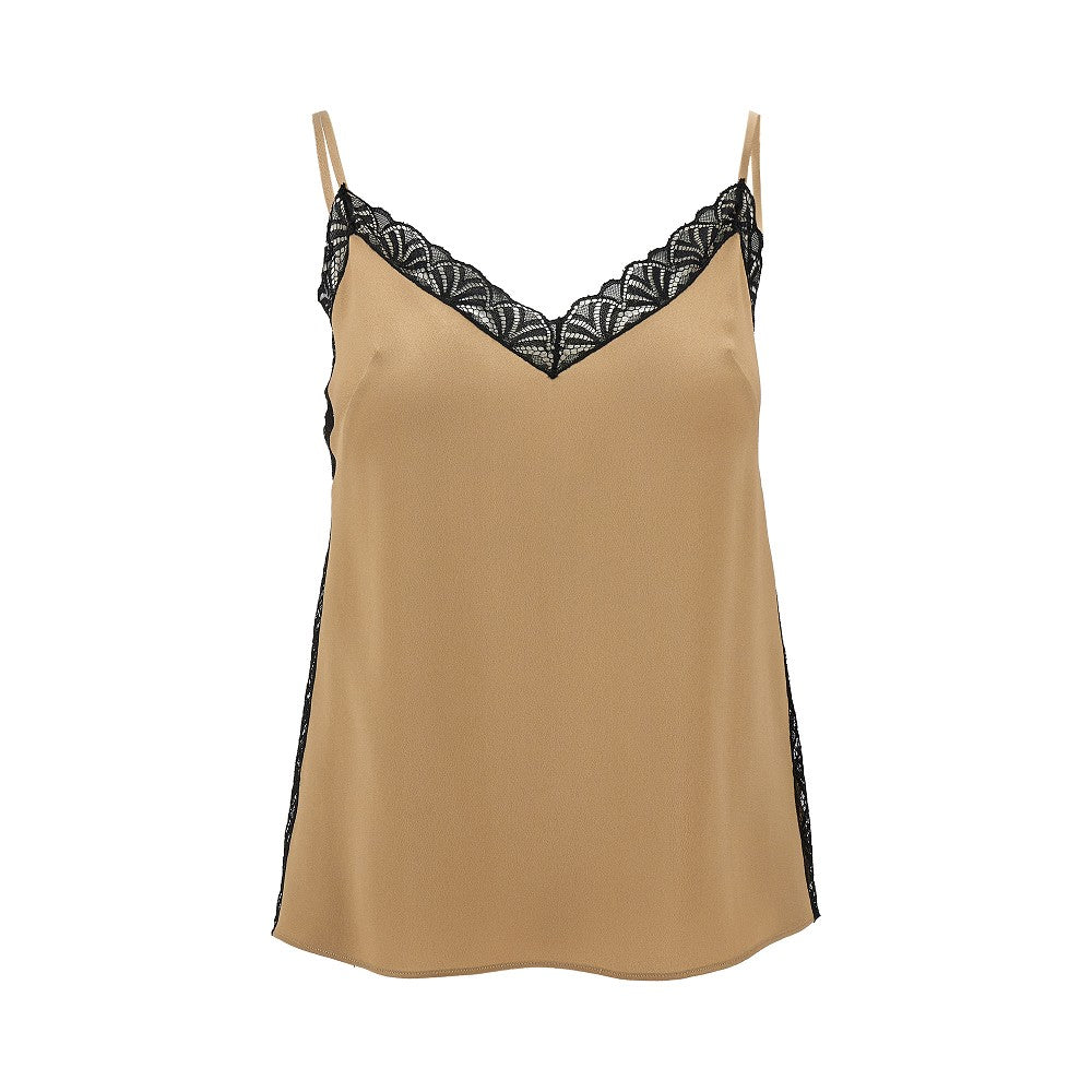 Top in raso con pizzo