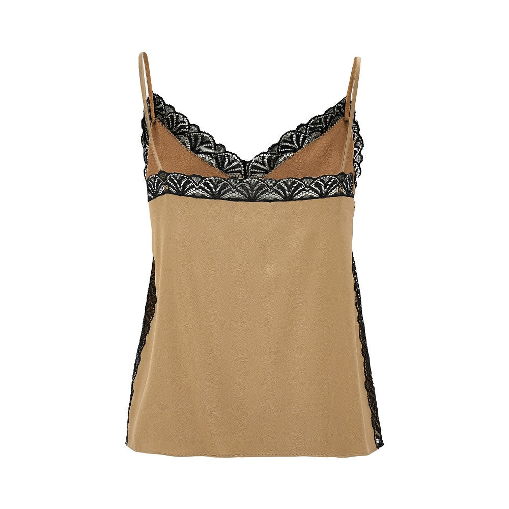 Top in raso con pizzo