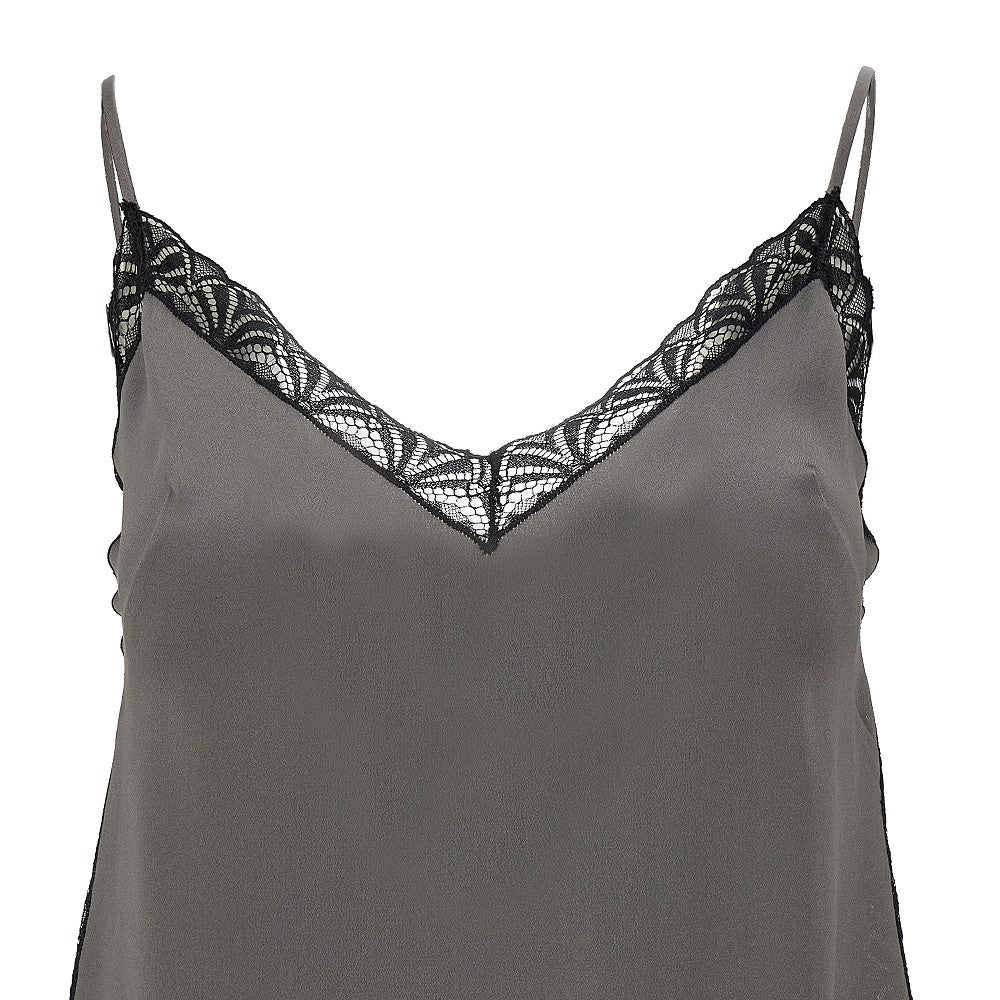 Top in raso con pizzo
