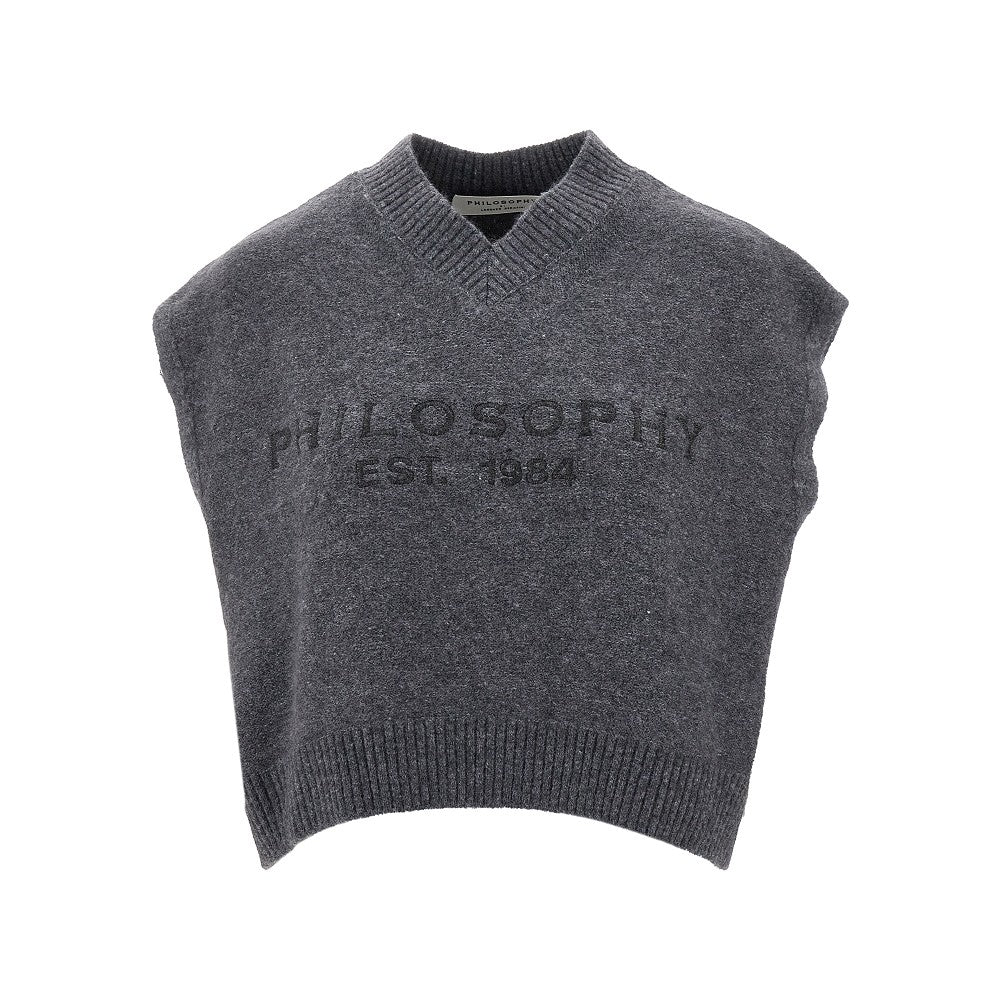 Wool-blend cropped vest