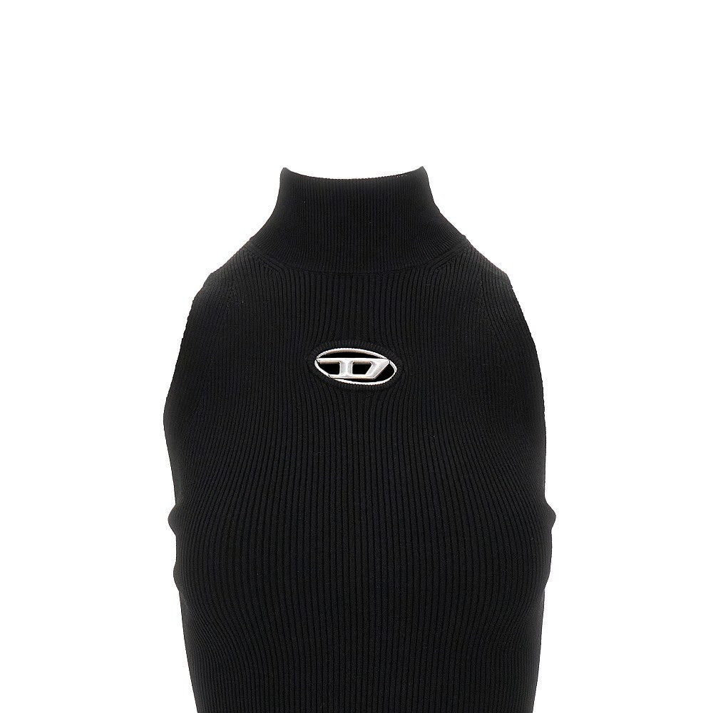 Top in maglia con logo Oval D