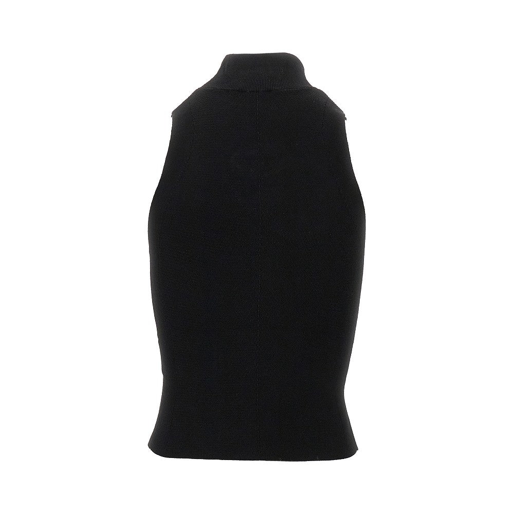Top in maglia con logo Oval D