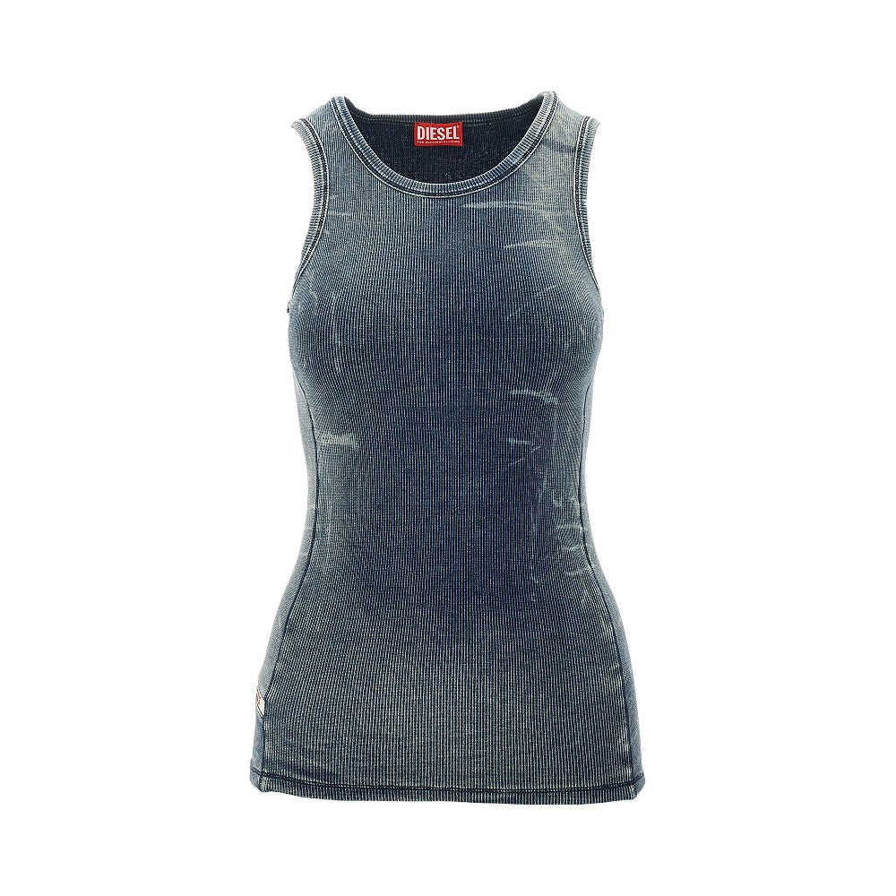 Bleach effect ribbed tank top