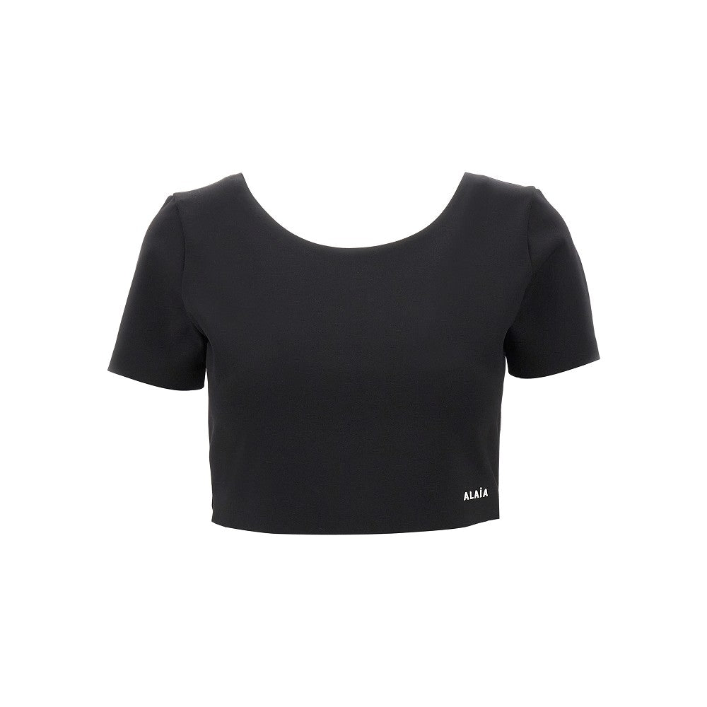 T-shirt cropped in jersey modellante