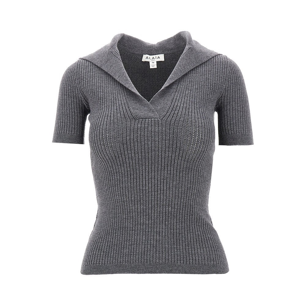 Top in maglia con cappuccio