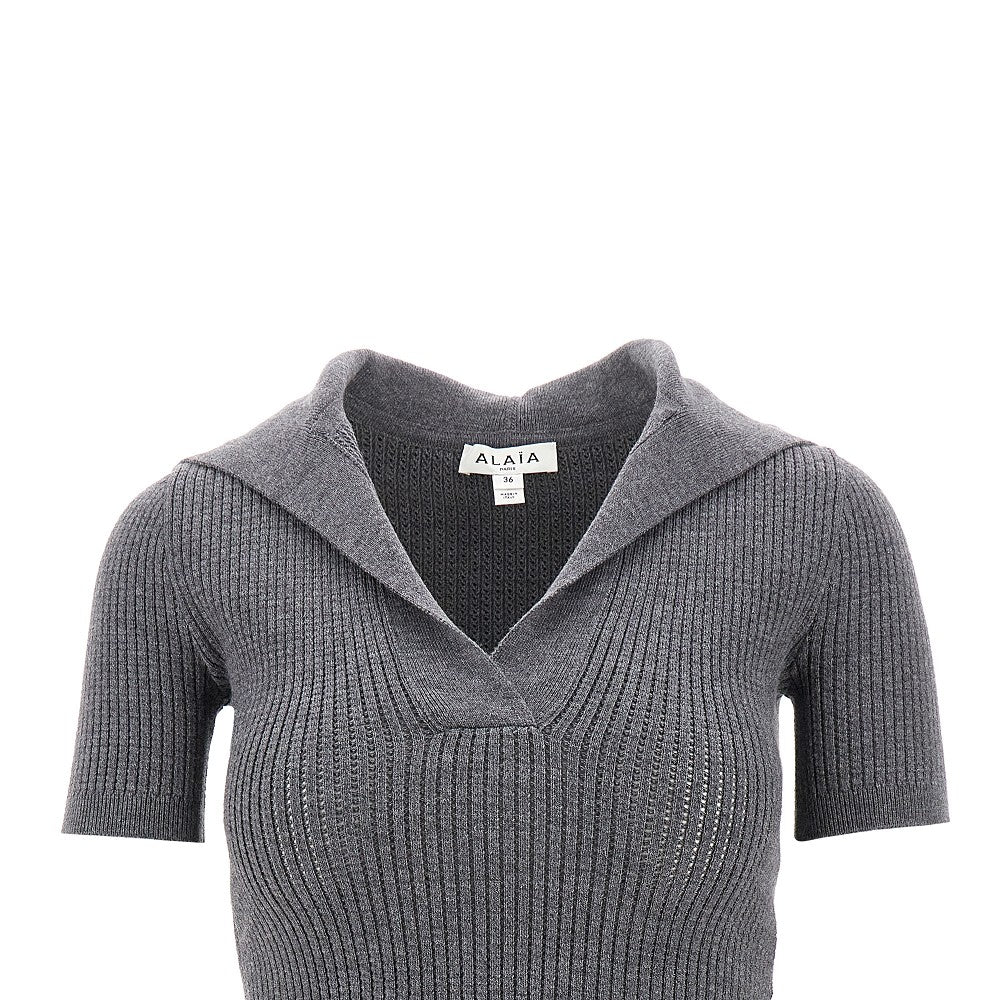 Top in maglia con cappuccio
